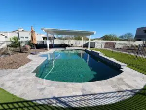 A pool that has been cleaned and is ready for the summer.