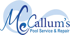 A logo of a pool service company.